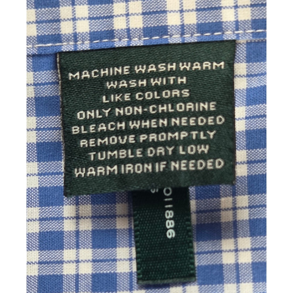 Lauren Ralph Lauren Mens 17 34/35 Classic Fit Non Iron Blue Gingham Dress Shirt - Picture 9 of 12